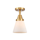 Cone Flush Mount shown in the Satin Gold finish with a Matte White shade