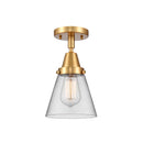 Cone Flush Mount shown in the Satin Gold finish with a Clear shade