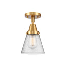 Cone Flush Mount shown in the Satin Gold finish with a Seedy shade