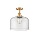 Bell Flush Mount shown in the Satin Gold finish with a Clear shade