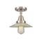 Halophane Flush Mount shown in the Brushed Satin Nickel finish with a Clear Halophane shade