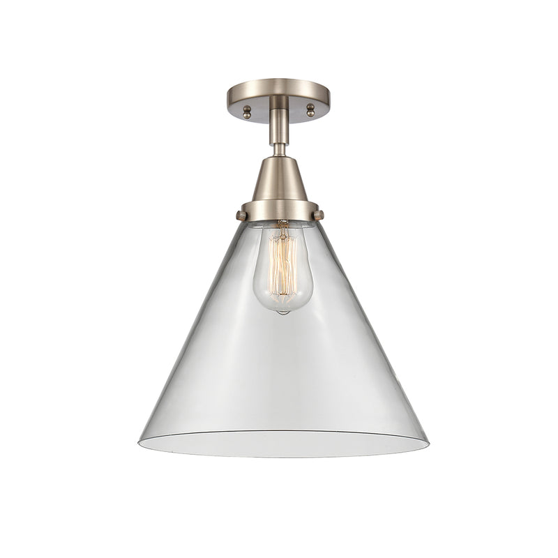 Cone Flush Mount shown in the Brushed Satin Nickel finish with a Clear shade