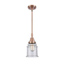 Canton Mini Pendant shown in the Antique Copper finish with a Seedy shade