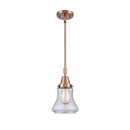 Bellmont Mini Pendant shown in the Antique Copper finish with a Seedy shade