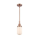 Dover Mini Pendant shown in the Antique Copper finish with a Matte White shade