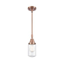 Dover Mini Pendant shown in the Antique Copper finish with a Clear shade