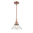 Caden Mini Pendant shown in the Antique Copper finish with a Seedy shade