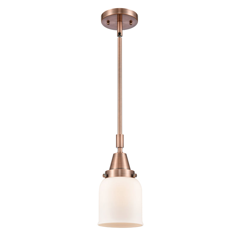 Bell Mini Pendant shown in the Antique Copper finish with a Matte White shade