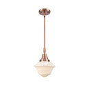 Oxford Mini Pendant shown in the Antique Copper finish with a Matte White shade