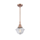 Oxford Mini Pendant shown in the Antique Copper finish with a Clear shade