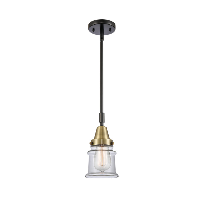 Canton Mini Pendant shown in the Black Antique Brass finish with a Clear shade