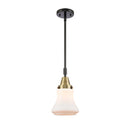 Bellmont Mini Pendant shown in the Black Antique Brass finish with a Matte White shade