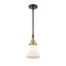 Bellmont Mini Pendant shown in the Black Antique Brass finish with a Matte White shade