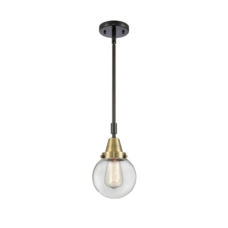 Beacon Mini Pendant shown in the Black Antique Brass finish with a Clear shade