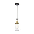 Dover Mini Pendant shown in the Black Antique Brass finish with a Clear shade