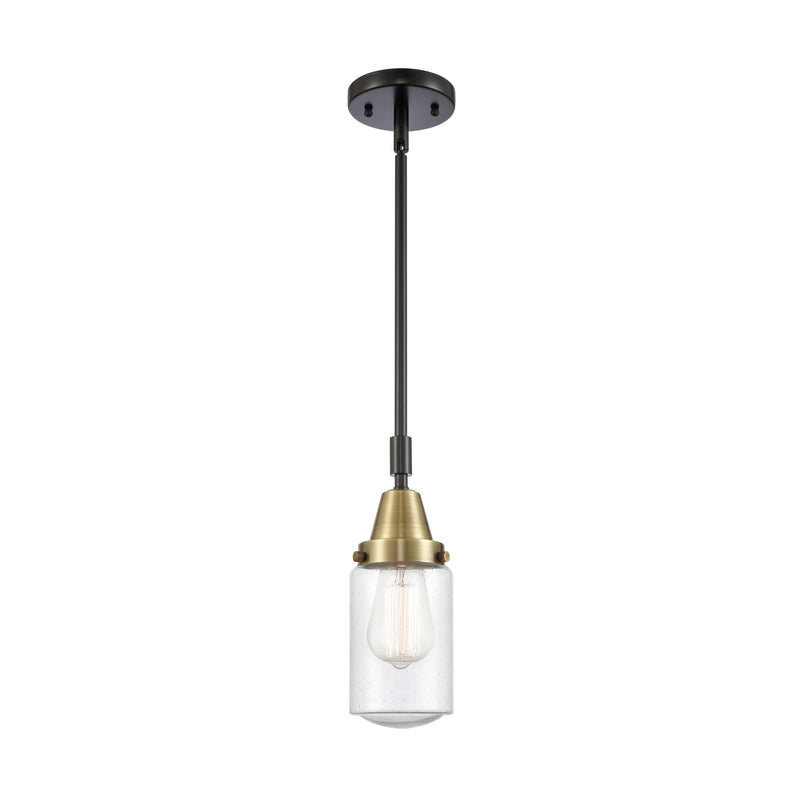 Dover Mini Pendant shown in the Black Antique Brass finish with a Seedy shade