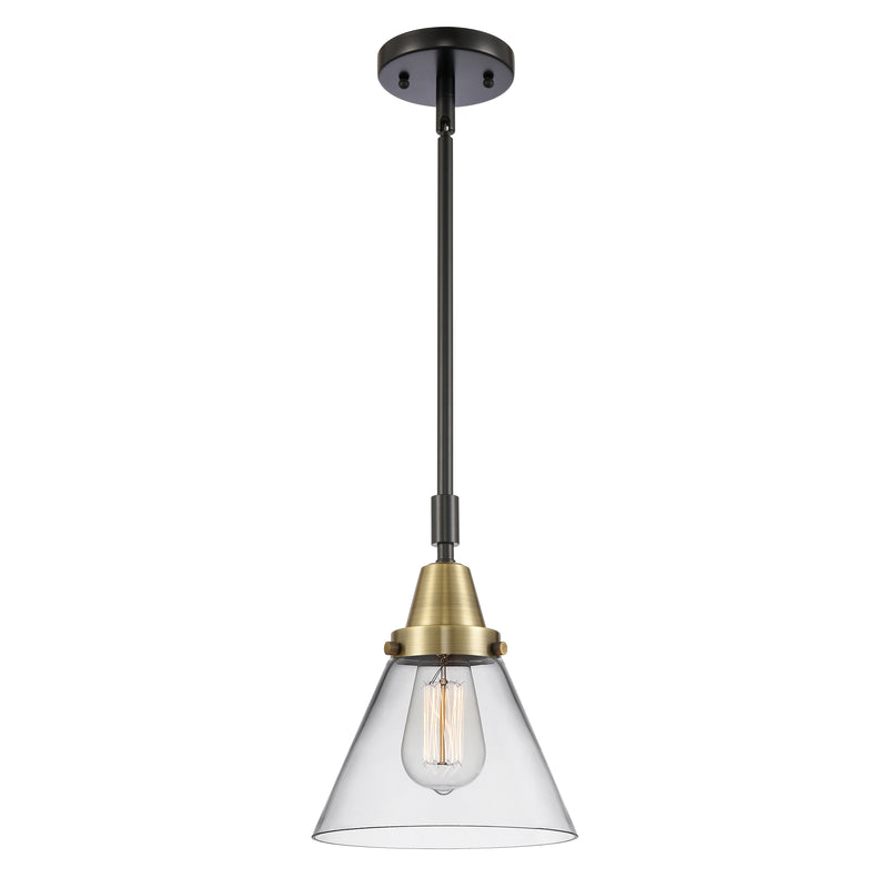 Cone Mini Pendant shown in the Black Antique Brass finish with a Clear shade