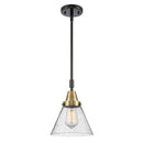 Cone Mini Pendant shown in the Black Antique Brass finish with a Seedy shade