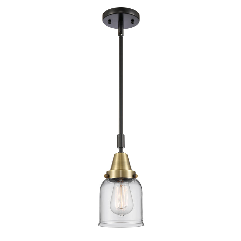 Bell Mini Pendant shown in the Black Antique Brass finish with a Clear shade