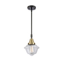 Oxford Mini Pendant shown in the Black Antique Brass finish with a Clear shade