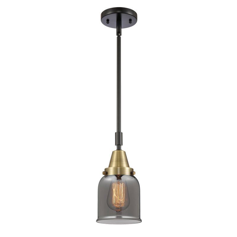 Bell Mini Pendant shown in the Black Antique Brass finish with a Plated Smoke shade