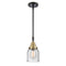 Bell Mini Pendant shown in the Black Antique Brass finish with a Seedy shade