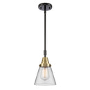 Cone Mini Pendant shown in the Black Antique Brass finish with a Clear shade