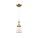 Canton Mini Pendant shown in the Brushed Brass finish with a Matte White shade