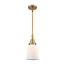 Canton Mini Pendant shown in the Brushed Brass finish with a Matte White shade