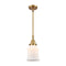 Canton Mini Pendant shown in the Brushed Brass finish with a Matte White shade