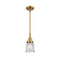 Canton Mini Pendant shown in the Brushed Brass finish with a Seedy shade