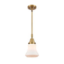 Bellmont Mini Pendant shown in the Brushed Brass finish with a Matte White shade