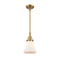 Bellmont Mini Pendant shown in the Brushed Brass finish with a Matte White shade