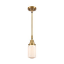 Dover Mini Pendant shown in the Brushed Brass finish with a Matte White shade