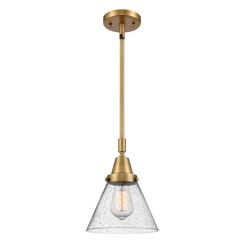 Cone Mini Pendant shown in the Brushed Brass finish with a Seedy shade