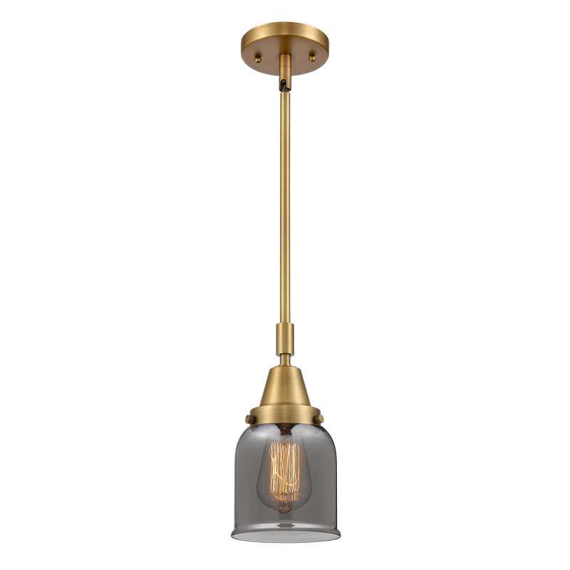 Bell Mini Pendant shown in the Brushed Brass finish with a Plated Smoke shade