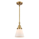 Cone Mini Pendant shown in the Brushed Brass finish with a Matte White shade