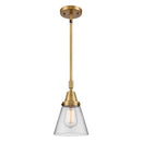 Cone Mini Pendant shown in the Brushed Brass finish with a Clear shade