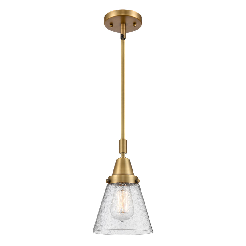 Cone Mini Pendant shown in the Brushed Brass finish with a Seedy shade