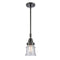 Canton Mini Pendant shown in the Matte Black finish with a Seedy shade