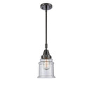 Canton Mini Pendant shown in the Matte Black finish with a Seedy shade