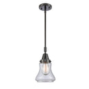 Bellmont Mini Pendant shown in the Matte Black finish with a Clear shade