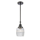 Colton Mini Pendant shown in the Matte Black finish with a Clear Halophane shade