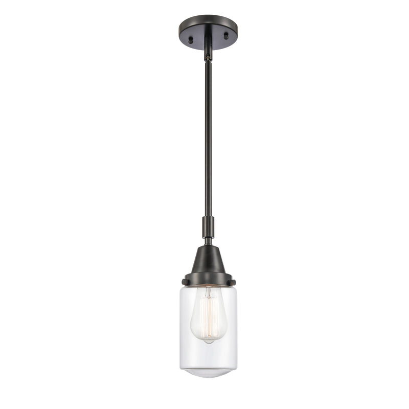 Dover Mini Pendant shown in the Matte Black finish with a Clear shade