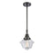 Oxford Mini Pendant shown in the Matte Black finish with a Clear shade