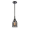 Bell Mini Pendant shown in the Matte Black finish with a Plated Smoke shade