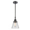 Cone Mini Pendant shown in the Matte Black finish with a Clear shade