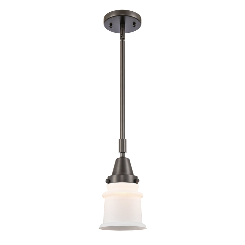 Canton Mini Pendant shown in the Oil Rubbed Bronze finish with a Matte White shade