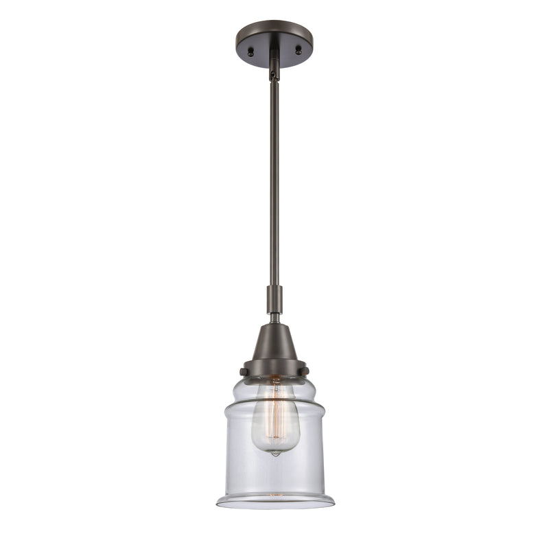 Canton Mini Pendant shown in the Oil Rubbed Bronze finish with a Clear shade