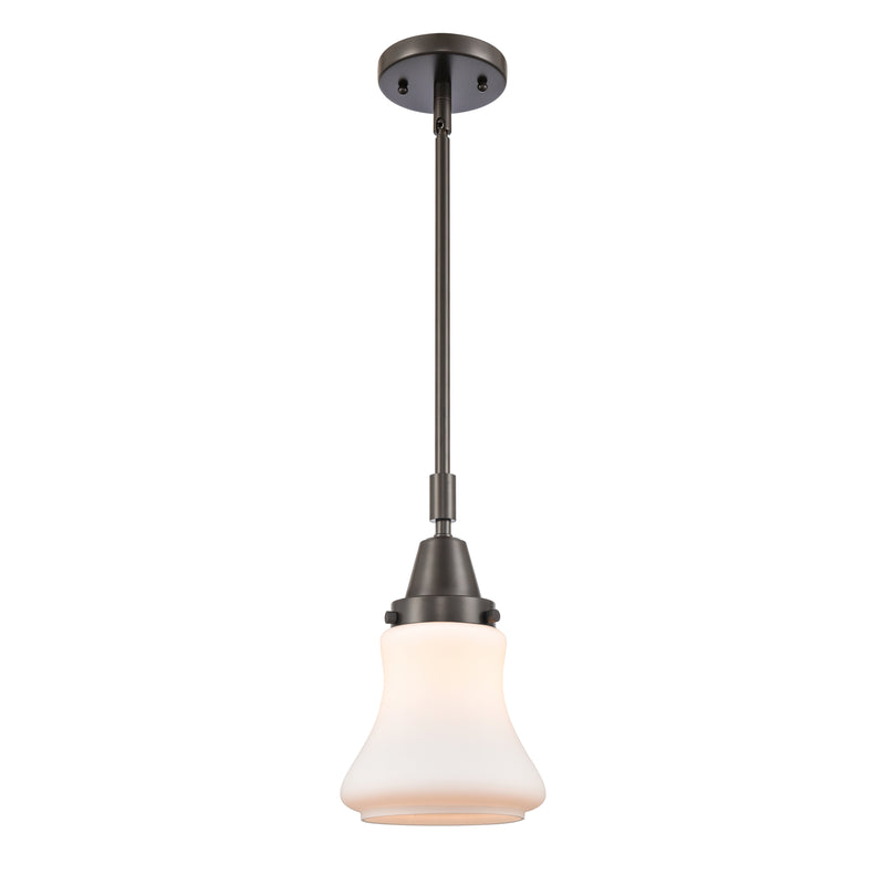 Bellmont Mini Pendant shown in the Oil Rubbed Bronze finish with a Matte White shade